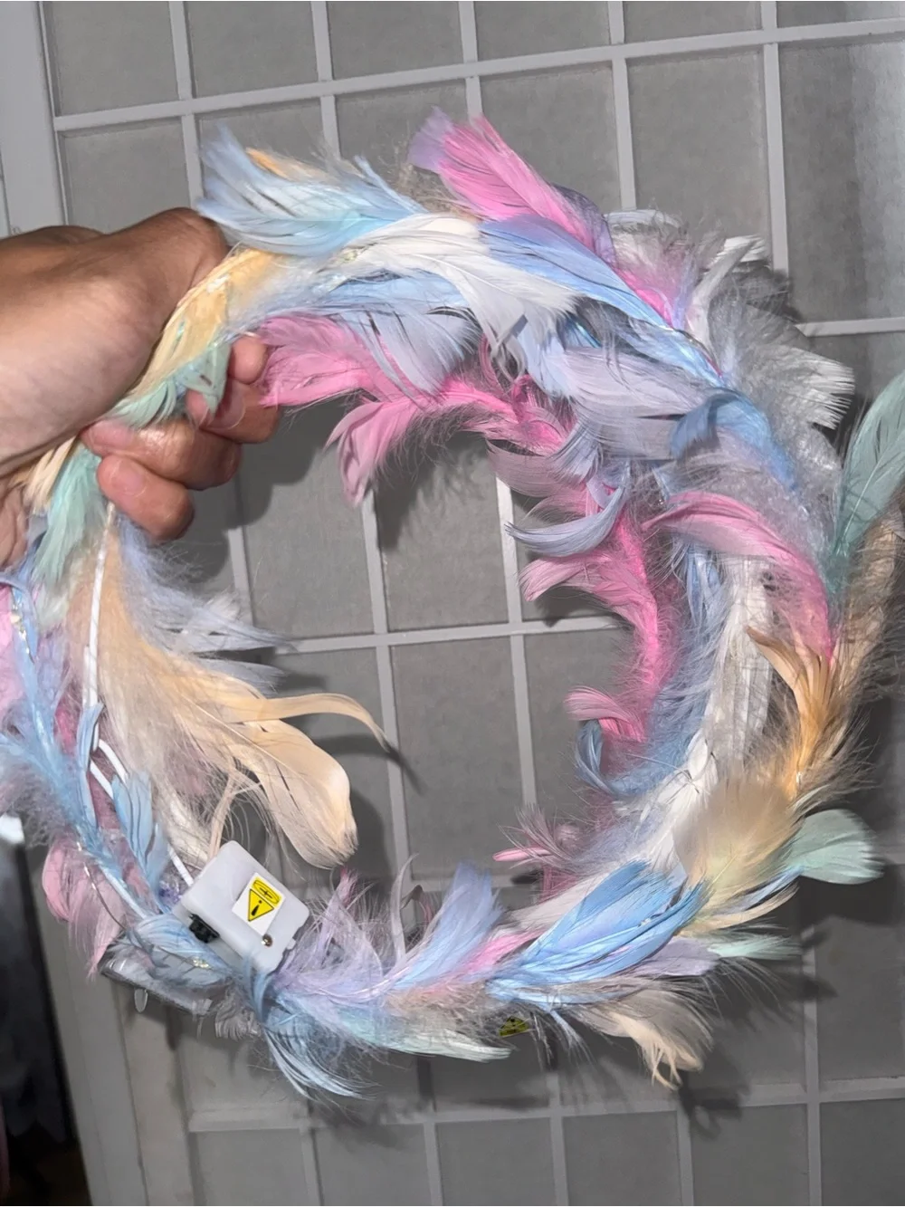 Brand new pack of 4 feather light up rave head bands